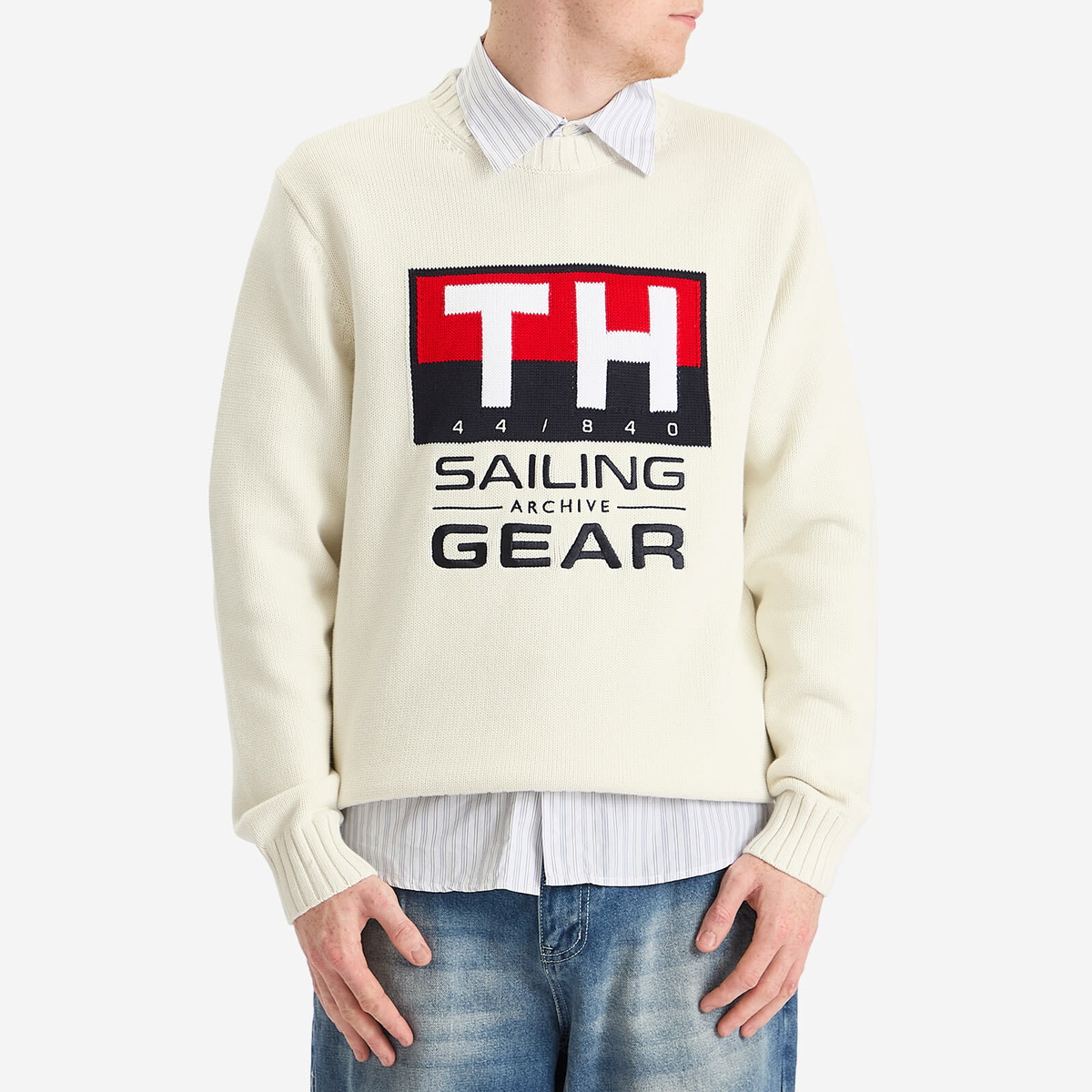 Tommy Jeans Men's Gi Sailing Crewneck Knit Sweater in White