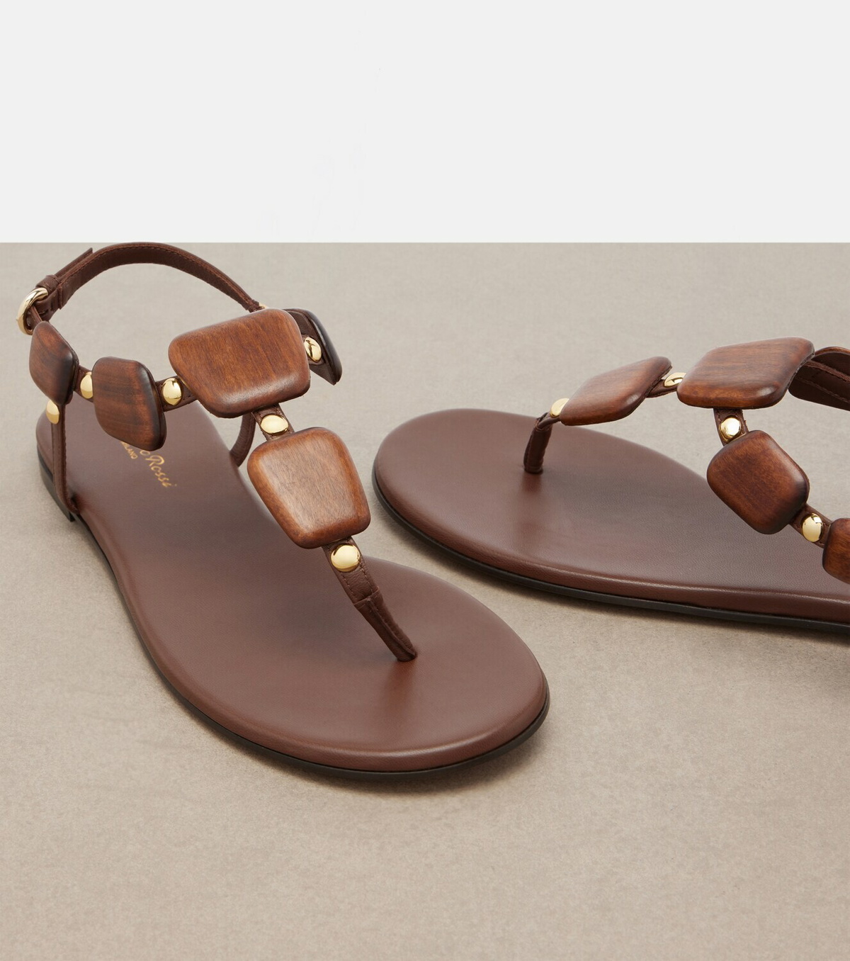 Gianvito Rossi Beaded leather thong sandals