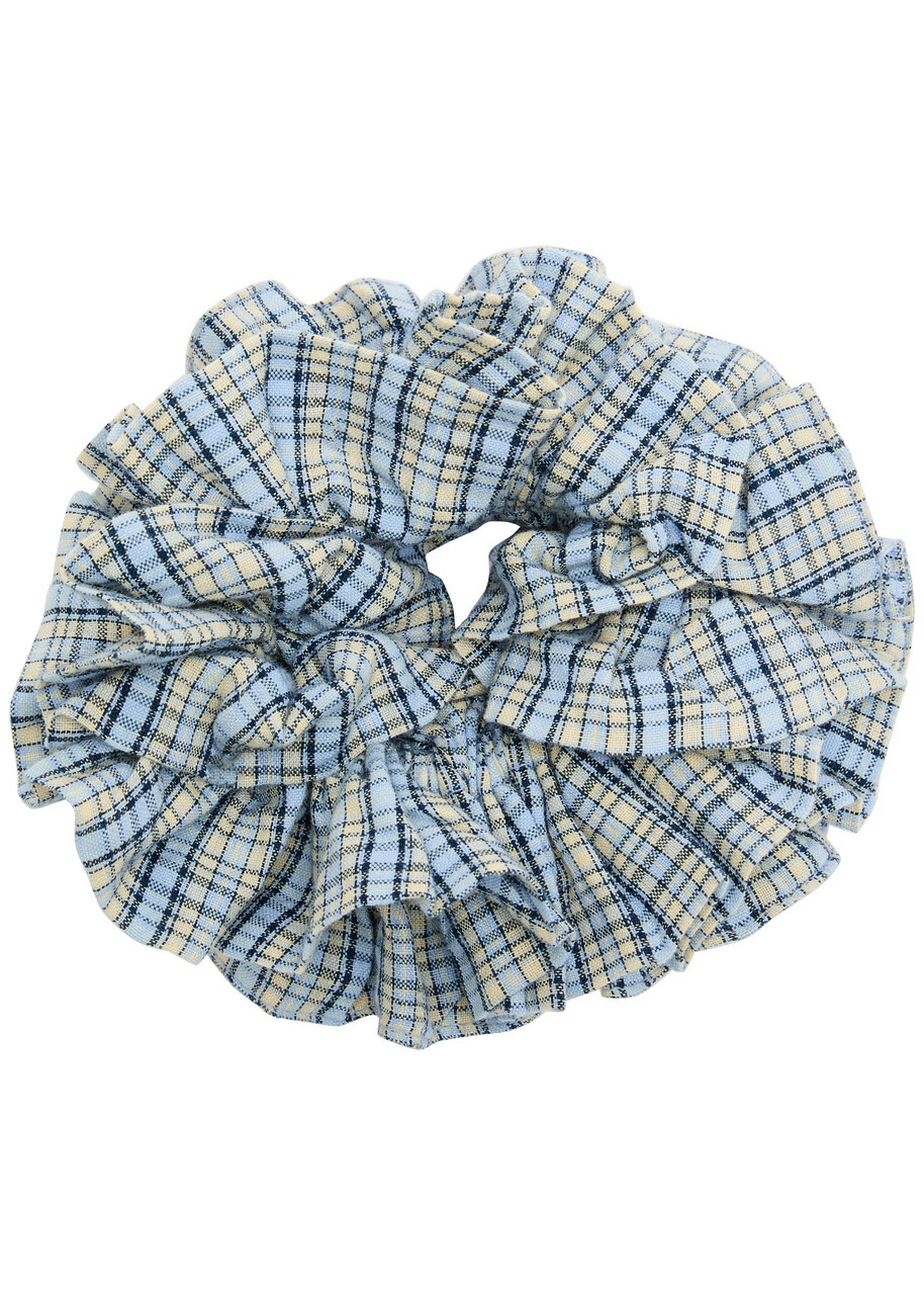 Damson Madder Garter Checked Cotton Scrunchie - Multicoloured - One Size