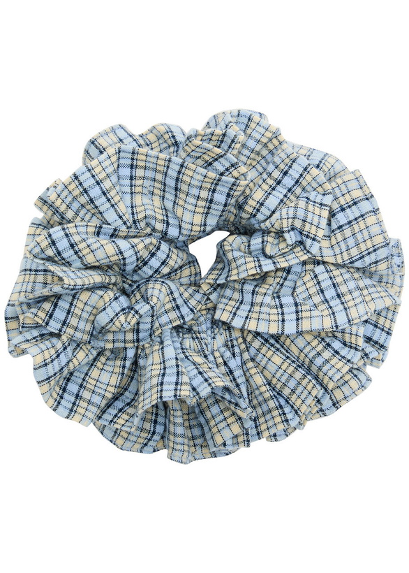 Photo: Damson Madder Garter Checked Cotton Scrunchie - Multicoloured - One Size
