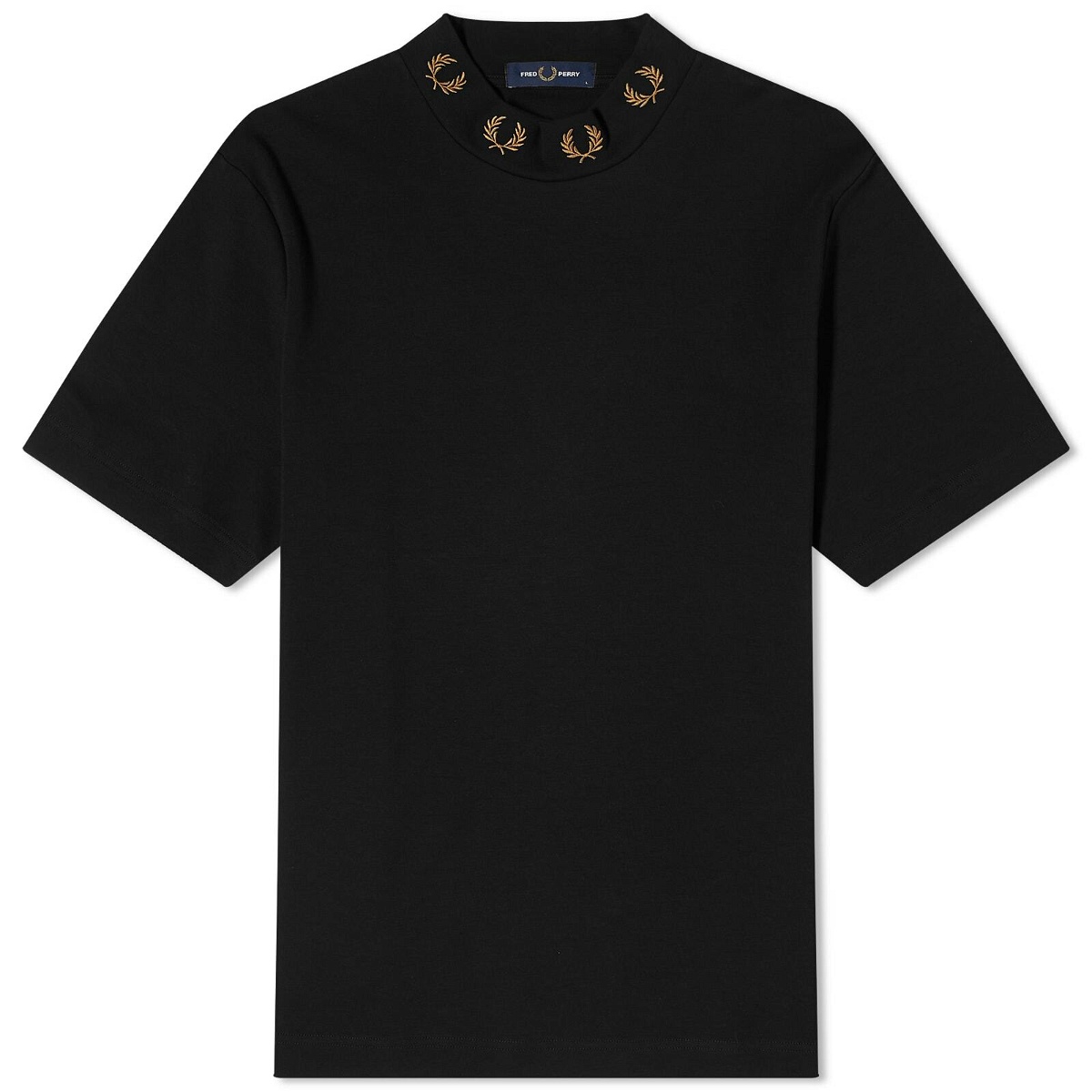 Fred Perry Men's Laurel Wreath High Neck T-Shirt in Black Fred Perry