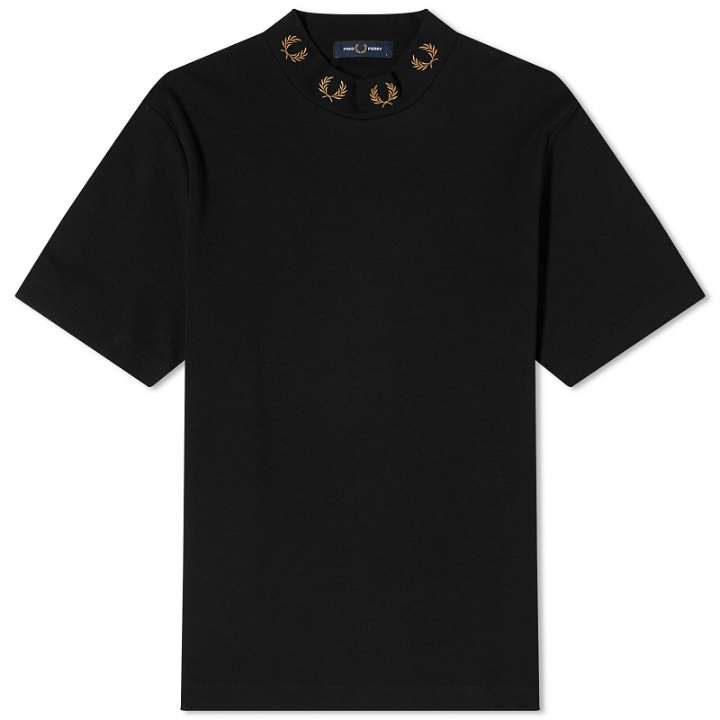 Photo: Fred Perry Men's Laurel Wreath High Neck T-Shirt in Black