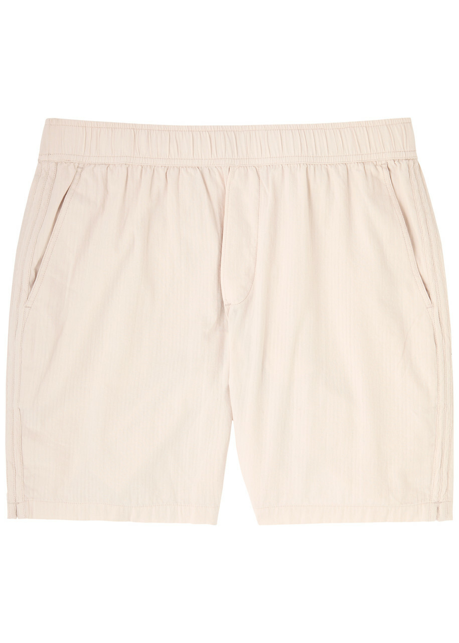 Paige Teague Striped Cotton Shorts Ecru