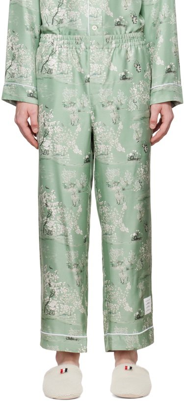 Photo: Thom Browne Green Floral Pyjama Trousers