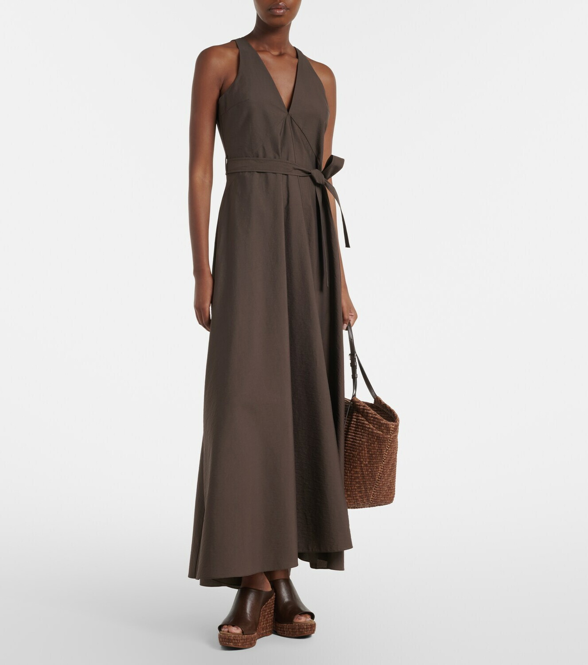 Brunello Cucinelli Belted cotton-blend maxi dress