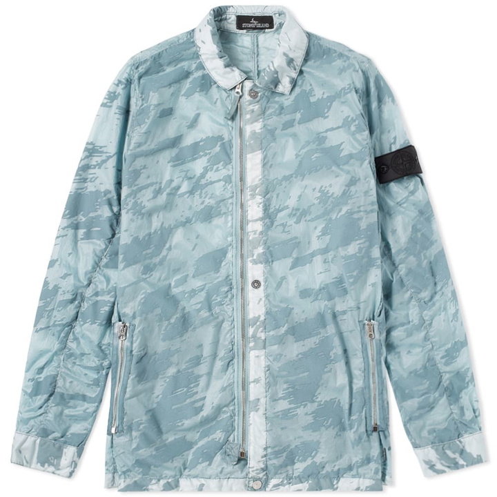 Photo: Stone Island Shadow Project Lucid Flock Garment Dyed Shirt Jacket Blue