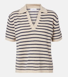 Velvet Striped cashmere polo sweater