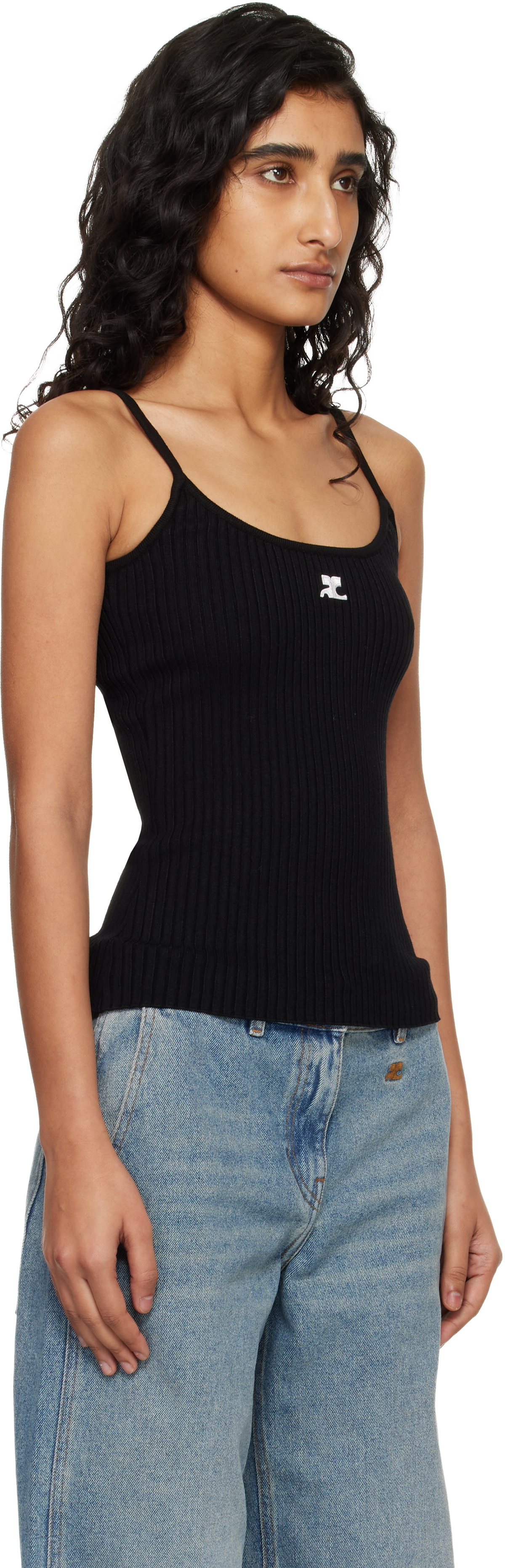 Courrèges Black Reedition Rib Knit Tank Top
