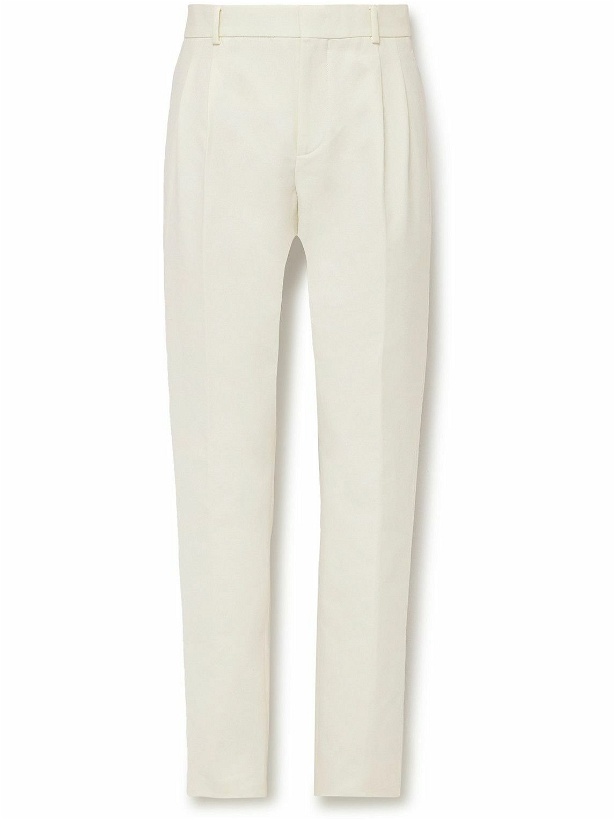 Photo: Loro Piana - City Slim-Fit Tapered Pleated Double-Faced Cotton Trousers - Neutrals