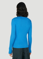 Courrèges - Logo Embroidery Ribbed Sweater in Blue