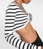 Jean Paul Gaultier Striped flower-appliqué crop top