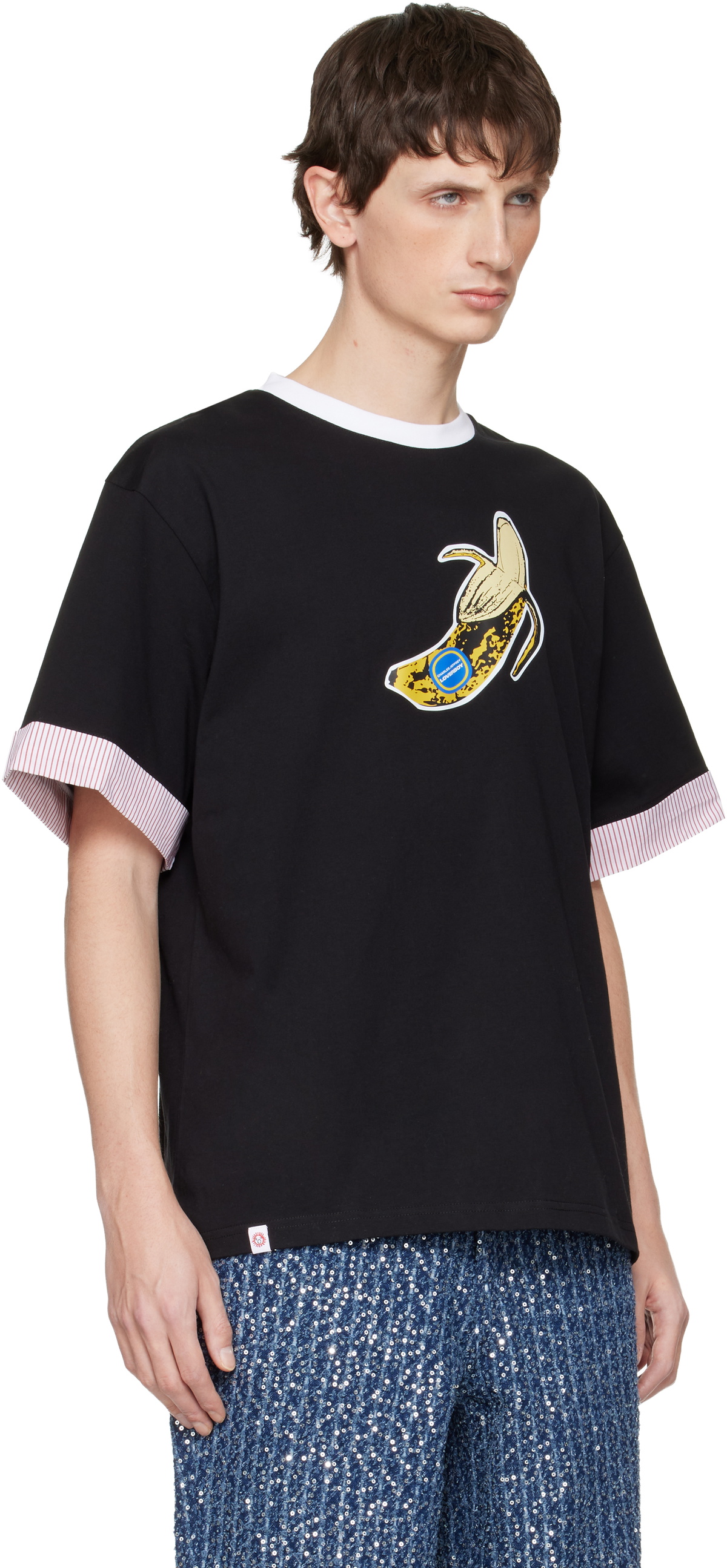 Charles Jeffrey LOVERBOY Black Turn Up T-shirt
