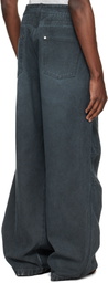 WOOYOUNGMI Gray 3D Wide Dyed Trousers