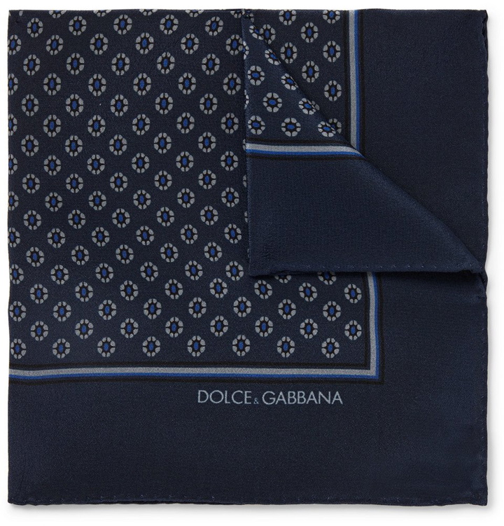Photo: Dolce & Gabbana - Printed Silk Pocket Square - Men - Storm blue