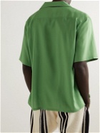 4SDesigns - Convertible-Collar Satin Shirt - Green