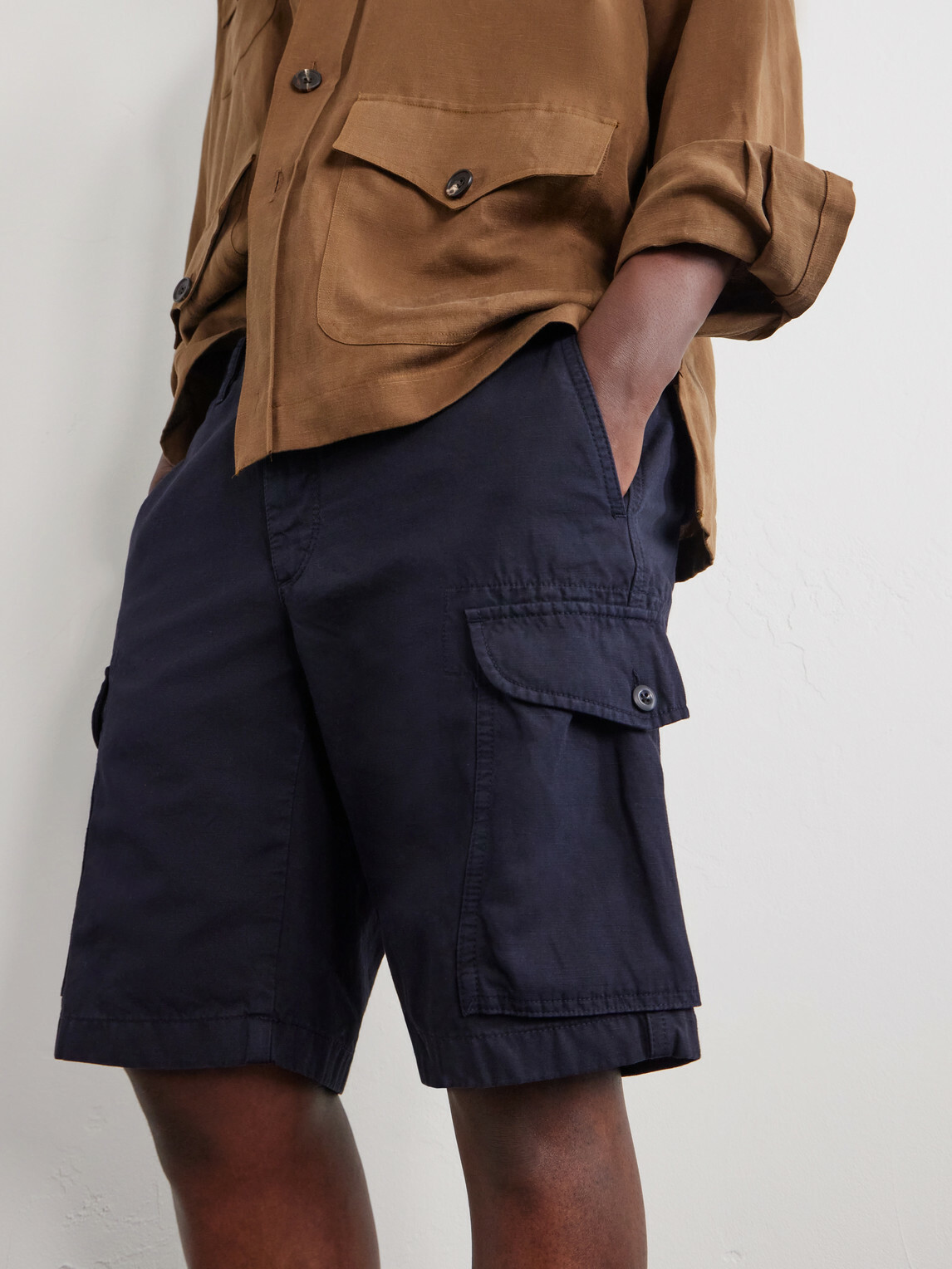 Slowear - Straight-Leg Cotton and Linen-Blend Shorts - Blue