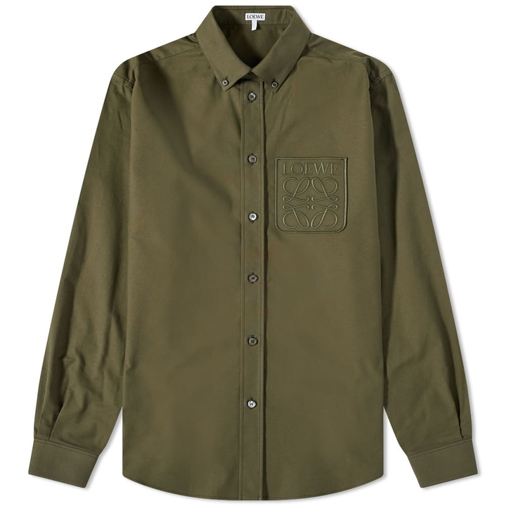 Photo: Loewe Men's Anagram Pocket Shirt in Khaki Green