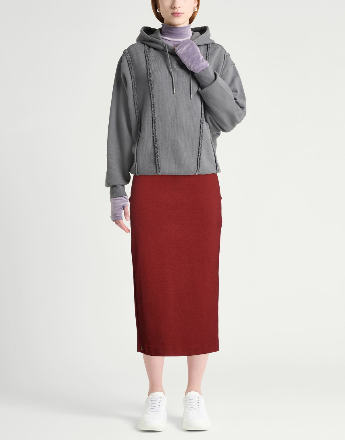 Manila Grace Womens Midi skirt in Rust