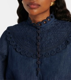 Zimmermann Mahon broderie anglaise denim top