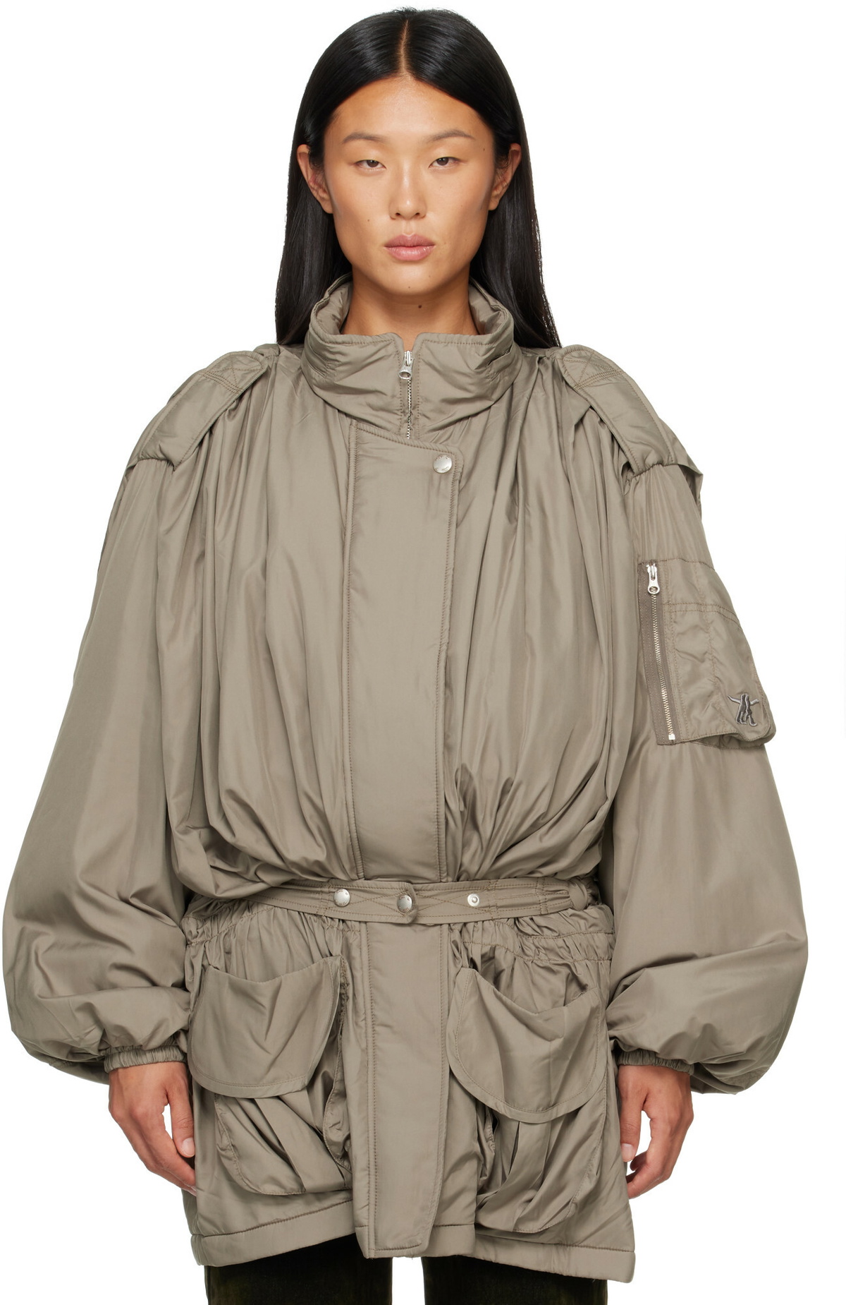 OPEN YY Khaki Belted Cargo Field Jacket