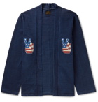 KAPITAL - Kakashi Printed Cotton-Jersey Cardigan - Blue