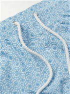 Kiton - Slim-Fit Short-Length Printed Swim Shorts - Blue