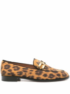 Aquazzura Brown Leopard Print Suede Loafers