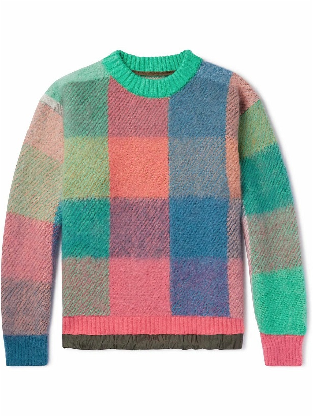 Photo: Sacai - Shell-Trimmed Checked Wool-Blend Sweater - Multi