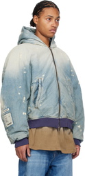B1ARCHIVE Blue Workwear Seamless Hooded Zip Up Denim Jacket
