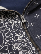 KAPITAL - Panelled Bandana-Print Cotton-Jersey and Quilted Shell Hoodie - Blue