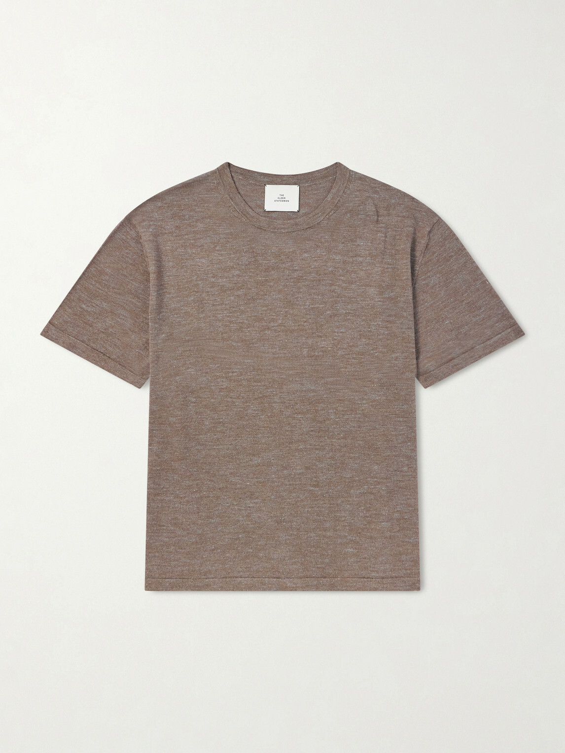 The Elder Statesman - Lenny Wool, Silk and Linen-Blend T-Shirt - Brown