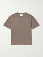 The Elder Statesman - Lenny Wool, Silk and Linen-Blend T-Shirt - Brown