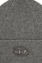 Diesel Ribbed beanie with D embroidery - Knit caps - Unisex - Grey
