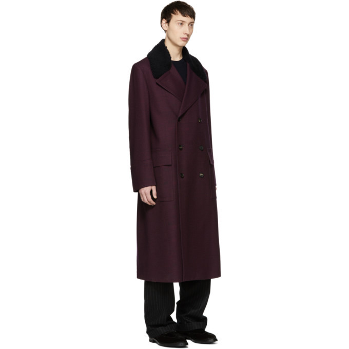 Paul Smith Burgundy Houndstooth Gents Overcoat Paul Smith
