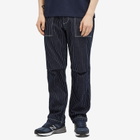 Uniform Bridge Men's Stripe Denim Fatigue Pants in Blue