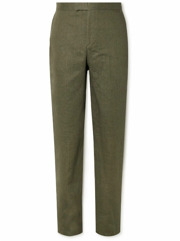 Photo: Favourbrook - Allercombe Slim-Fit Straight-Leg Linen Suit Trousers - Green