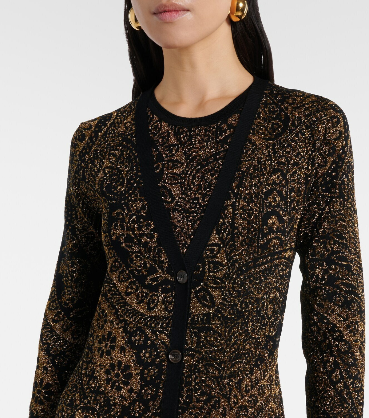 Etro Paisley wool-blend lamé cardigan