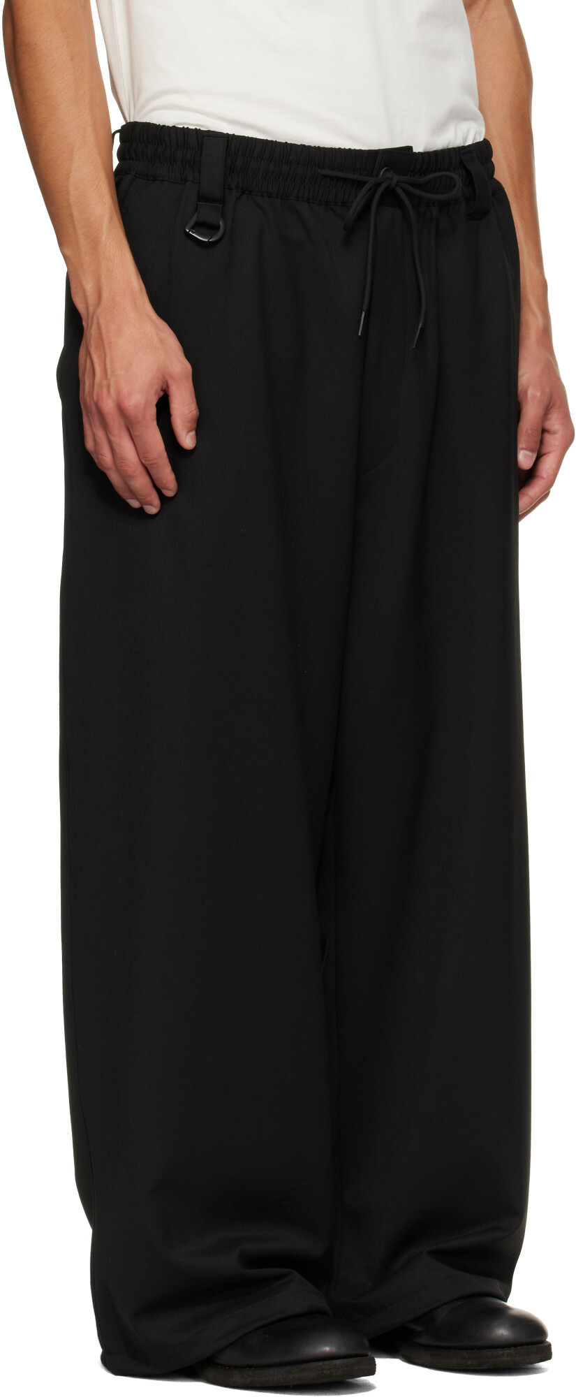 Y-3 Black Wool Straight Leg Trousers