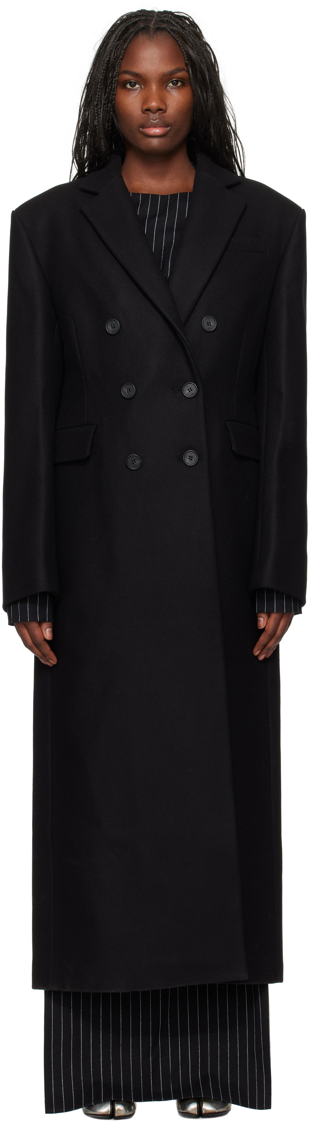 032c Black Portrait Wool Coat