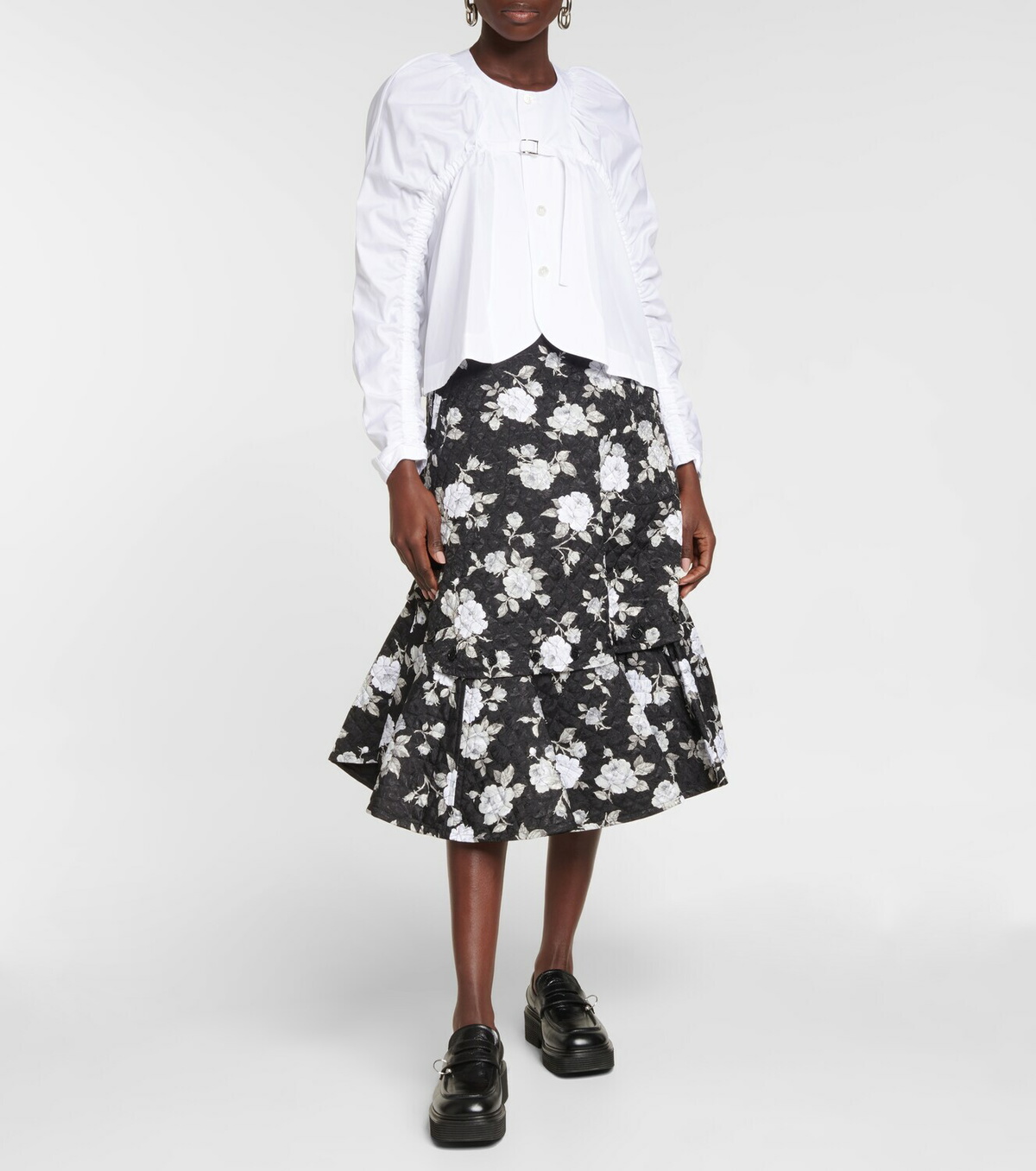 Noir Kei Ninomiya - Floral quilted midi skirt Noir Kei Ninomiya