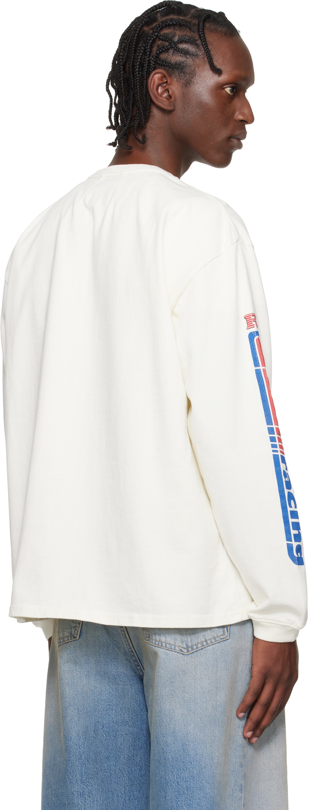 Rhude Off-White Split Petrol Logo LS T-shirt