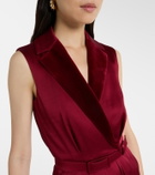 Max Mara Scalata velvet-trimmed satin jumpsuit