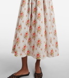 Dôen Ischia gathered floral cotton midi dress