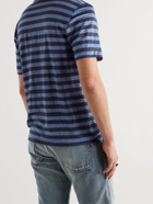 SAINT LAURENT - Striped Linen-Jersey T-Shirt - Blue