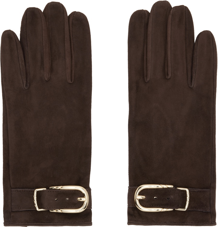 Photo: Ernest W. Baker Brown Buckle Appliqué Leather Gloves