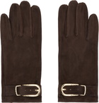 Ernest W. Baker Brown Buckle Appliqué Leather Gloves