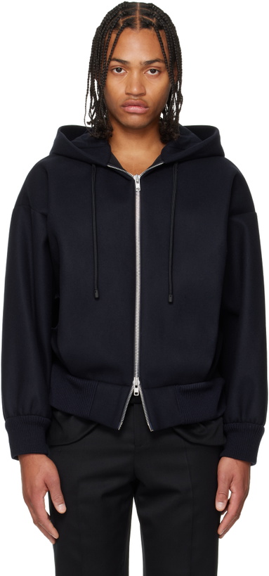 Photo: Simone Rocha Navy Embellished Hooded Zip Jacket
