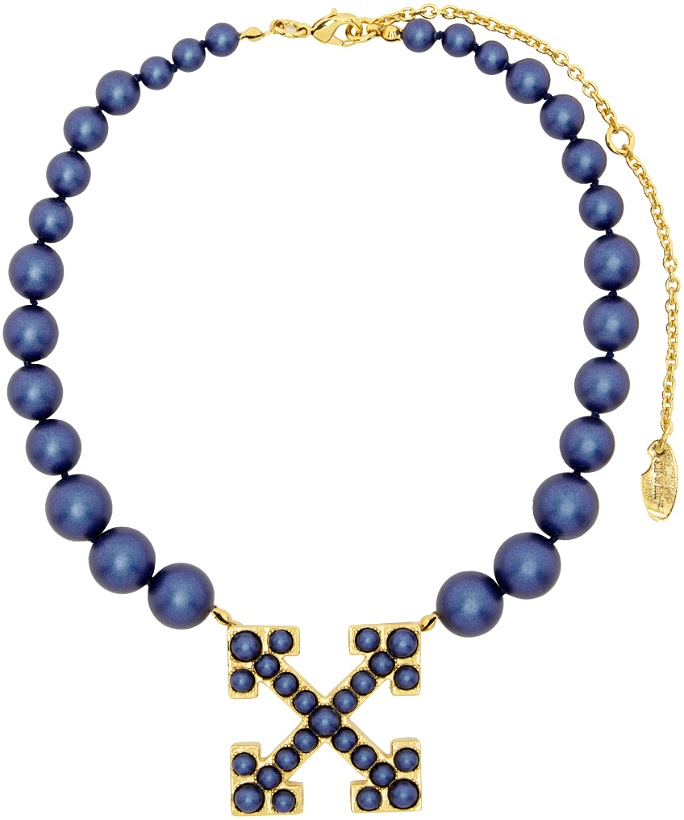 Photo: Off-White Gold & Blue Pearls Pavé Necklace