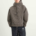 Umbro by Slam Jam Men's Checked Masked Anorak in Beige/Dark Brown
