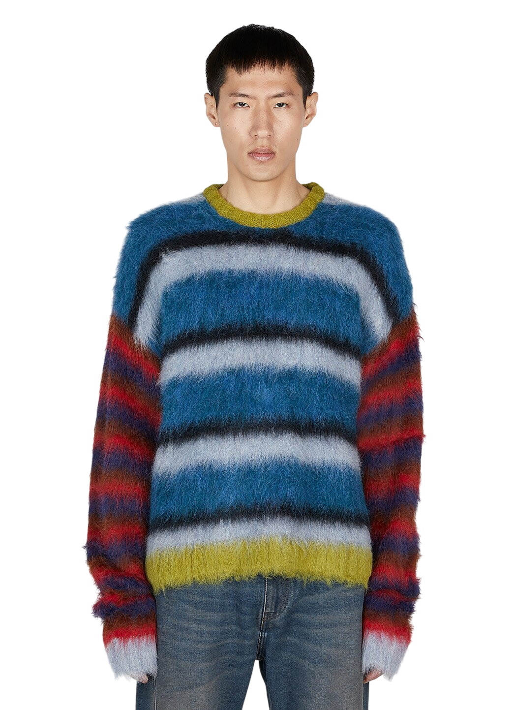 Brain Dead Buggin' Out Crochet Zip Cardigan in Olive Brain Dead